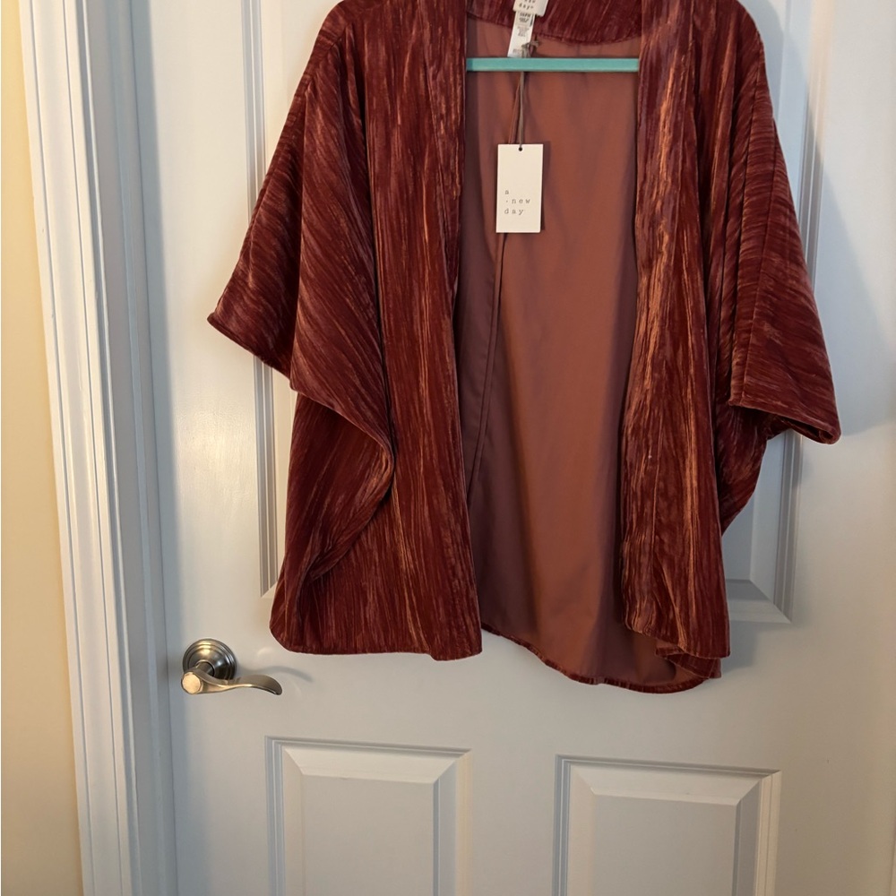 A New Day Rust Velvet Kimono Cardigan